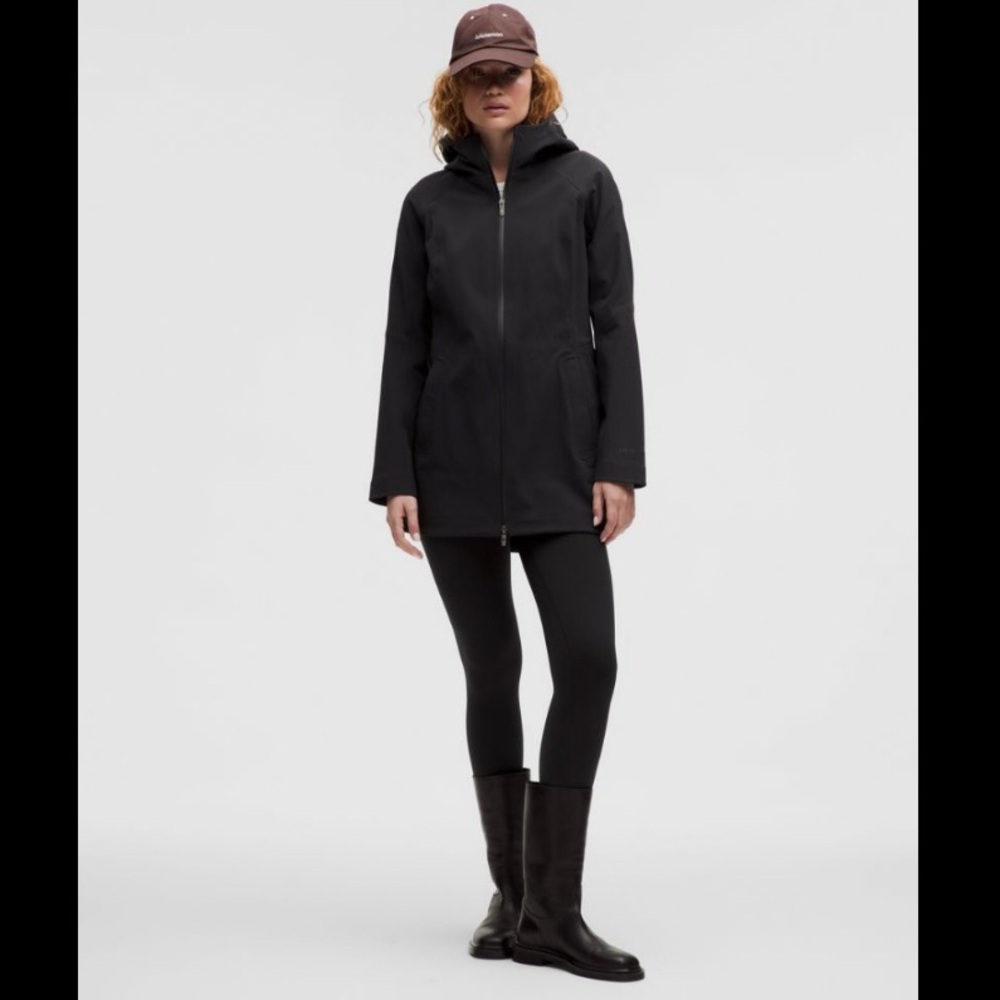 lululemon athletica Black Hooded Rain Jacket